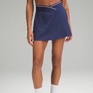 lululemon athletica Navy & white stripe tennis Skirt